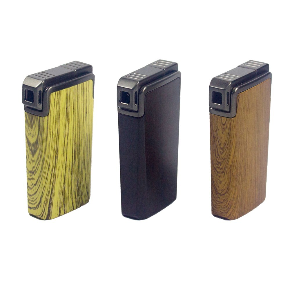 Windproof Dual-Flame Refillable Butane Torch Lighter with Adjustable Jet Wood