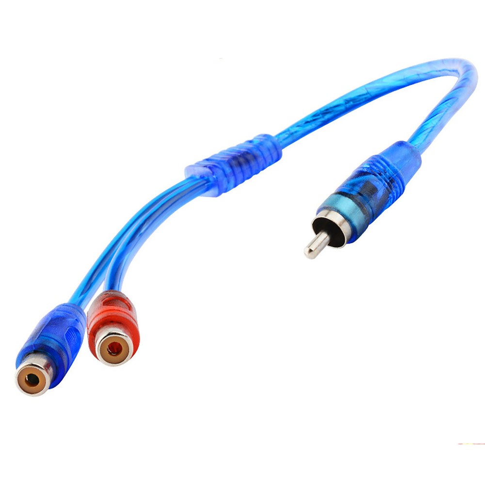 High Quality 12" RCA Audio Jack Cable Split One Channel into Two Plug Blue 2pcs