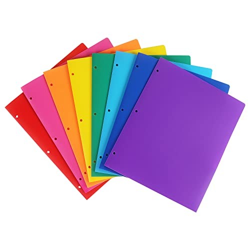 8 Pack Colored Plastic Folders Durable Heavy 8 Pack-multicolor With 3 Hole