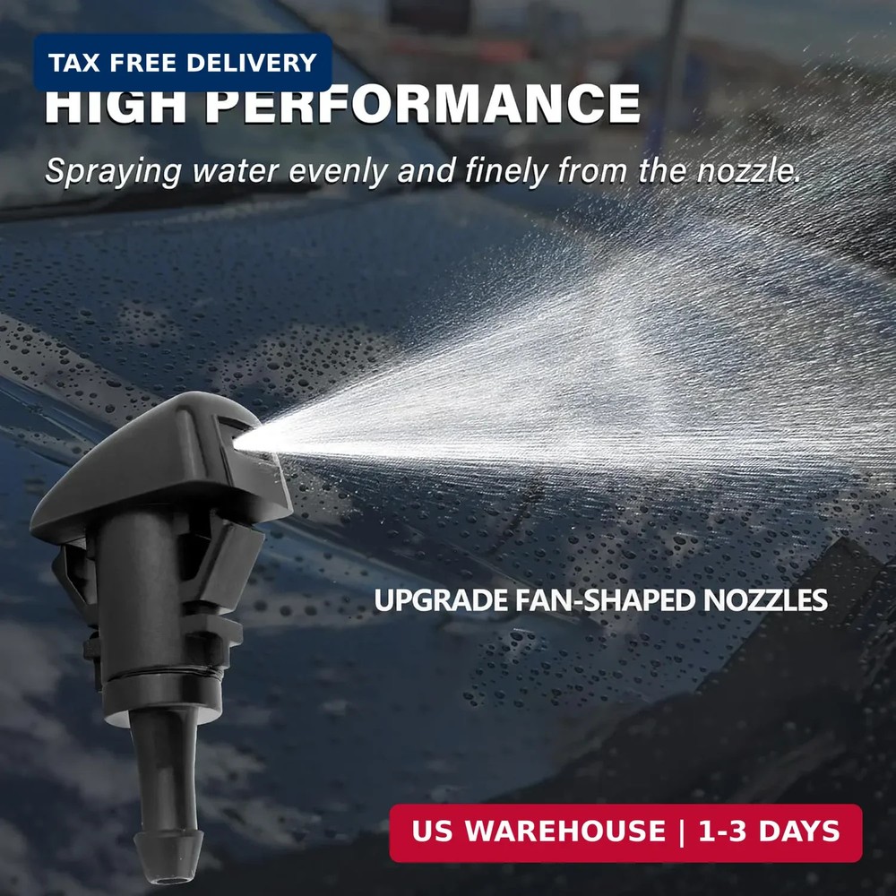 Windshield Washer Nozzles 2 Pack, Front Wiper Spray Jet Replacement, Single Hole