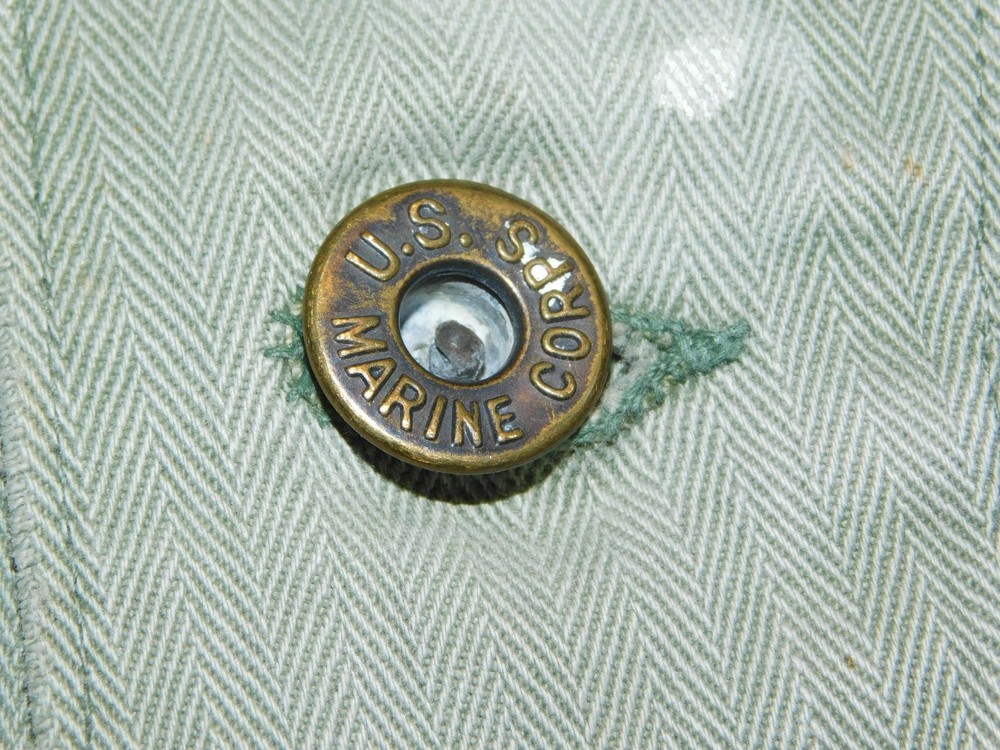 VTG 1940's USMC HERRINGBONE JACKET WWII BUTTON UP