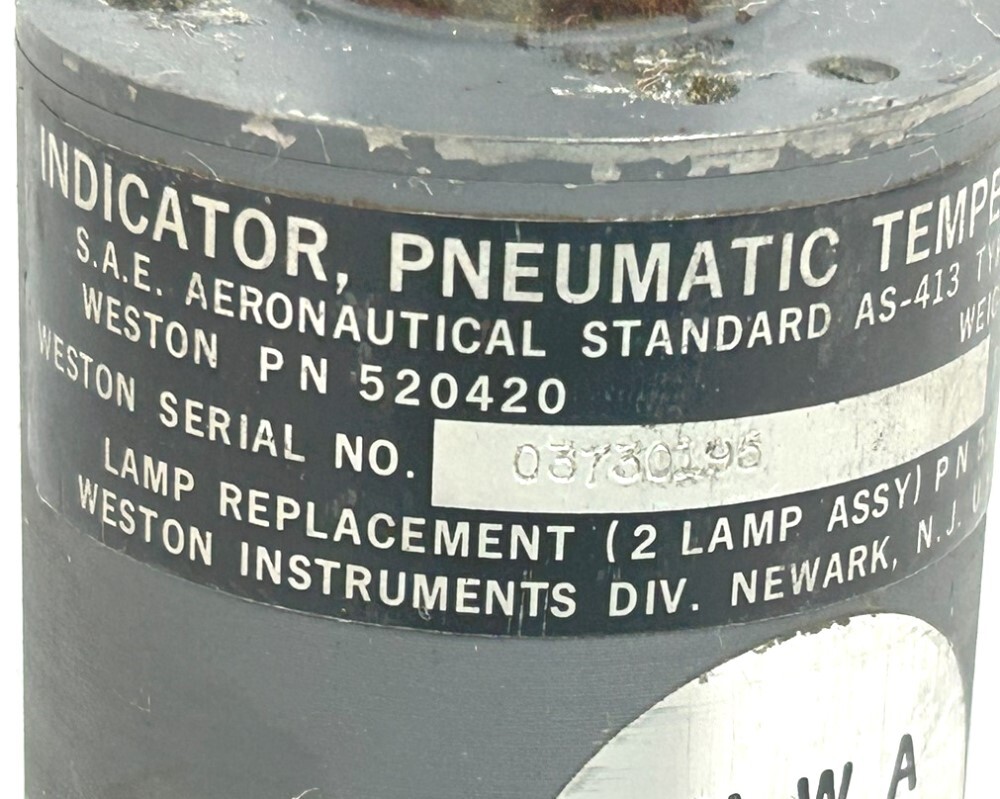 DC-10 Aircraft Pneumatic Temperature Indicator P/N 520420
