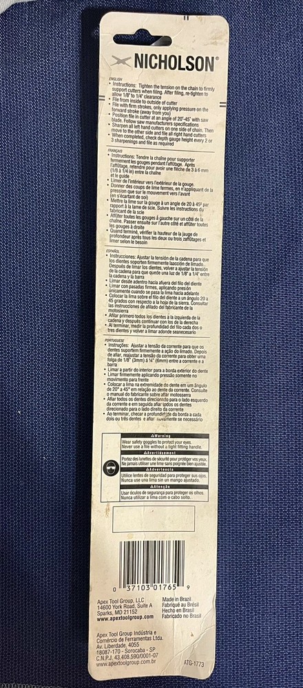 Nicholson Chainsaw File 8”x 3/16”
