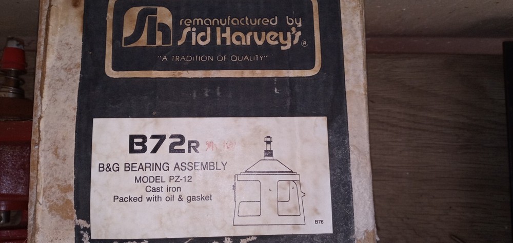SID HARVEY'S B 72R B&G BEARING ASSEMBLY BZ 12