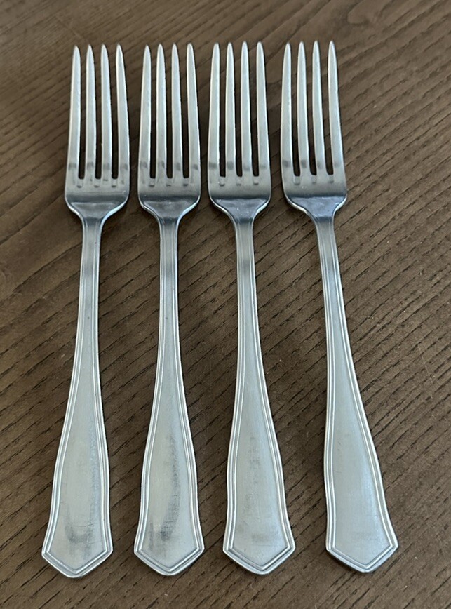 4 Malta MLF3 Dinner Forks Flatware Stainless Glossy Silverware 8 1/4”