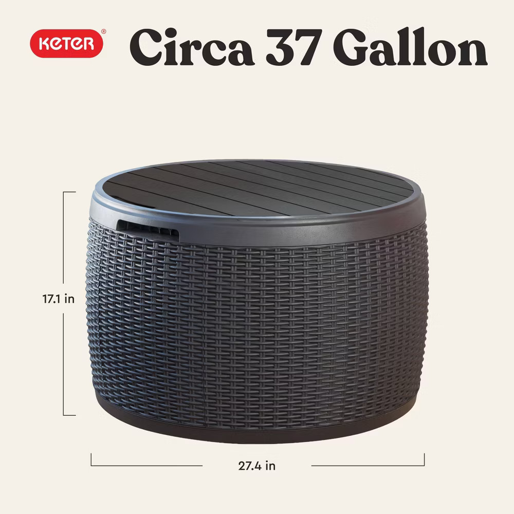 Keter 37gal Circa Wood Deck Box Brown