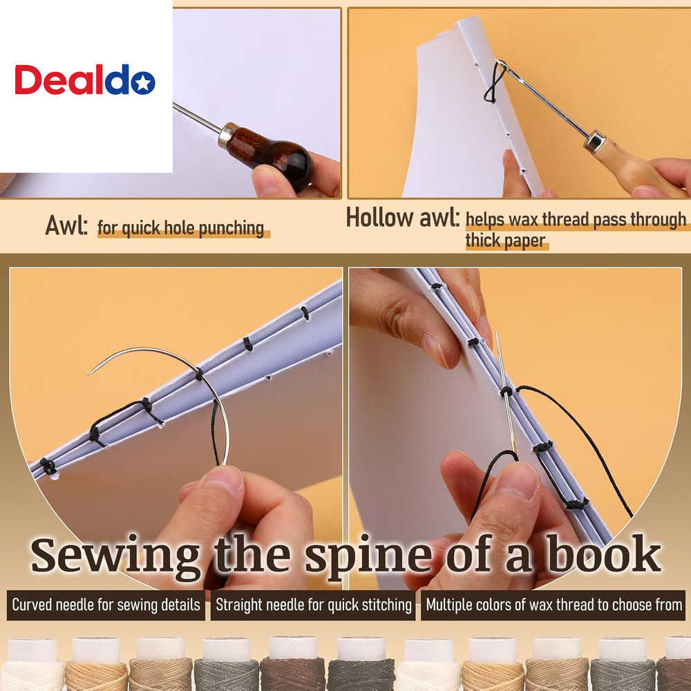 49 Pcs Book Binding Kits for Beginners Hand Bookbinding Tools Bookbinding Suppli