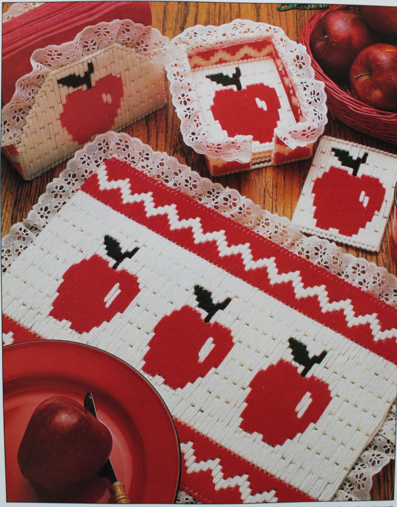 Apple Kitchen Table Set Annies Plastic Canvas Club Pattern 1994