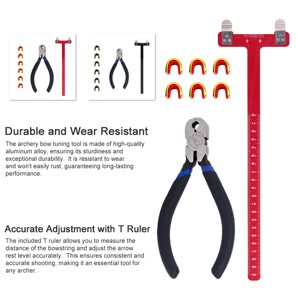 Archery Adjustment Tool Bow String Nocking Points Pliers T Squares Tuning A3K1