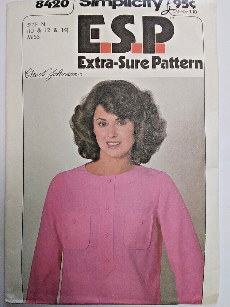 Shirt Blouse 10 12 Simplicity ESP 8420 Sewing Pattern 1/4 Button Pullover Top