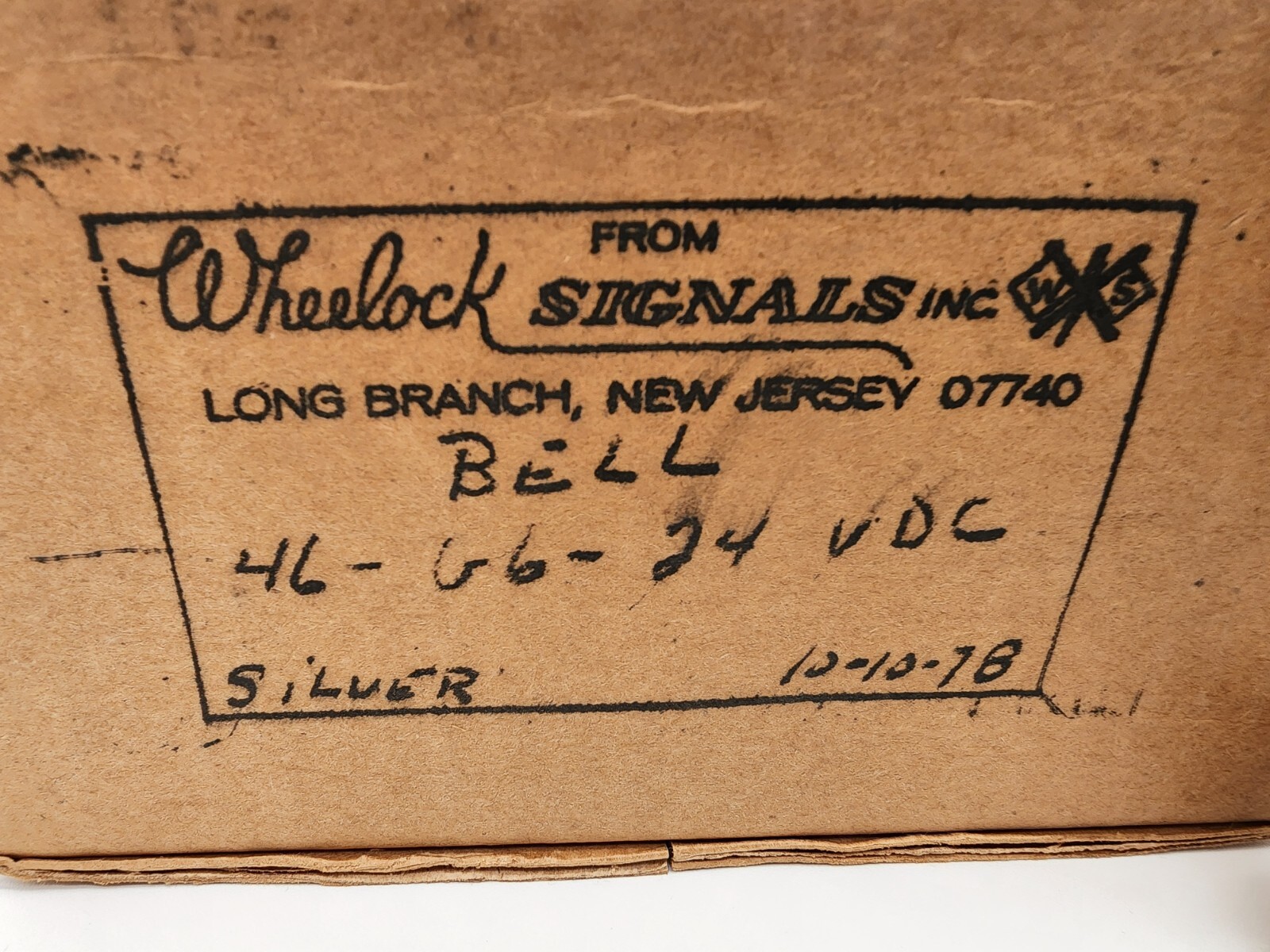 Brand New-Old Stock from 1975 Wheelock Signals Inc. Silver 6" Modular Alarm Bell