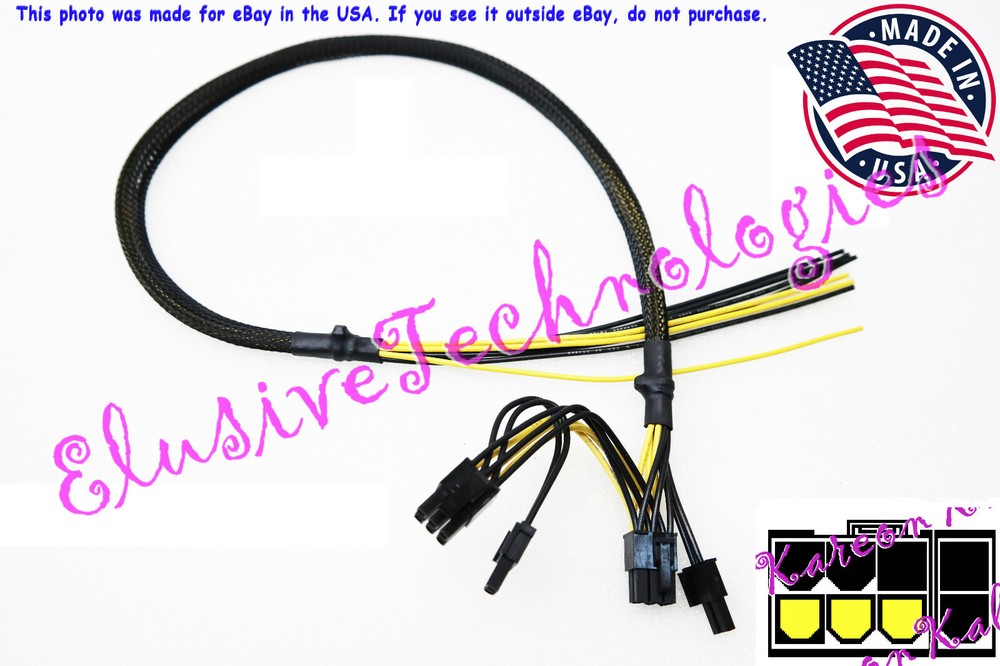 🔥 (30+4)" Open End Mac Pro Pixlas Mod Dual 6+2PCI-E GPU Card Power Cable