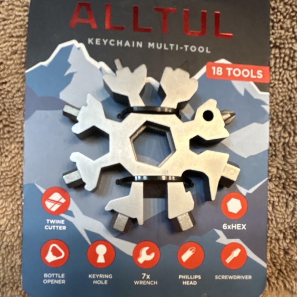 KeySmart ALLTUL Snowflake Multi-Tool 18 Tools Stainless Steel Silver