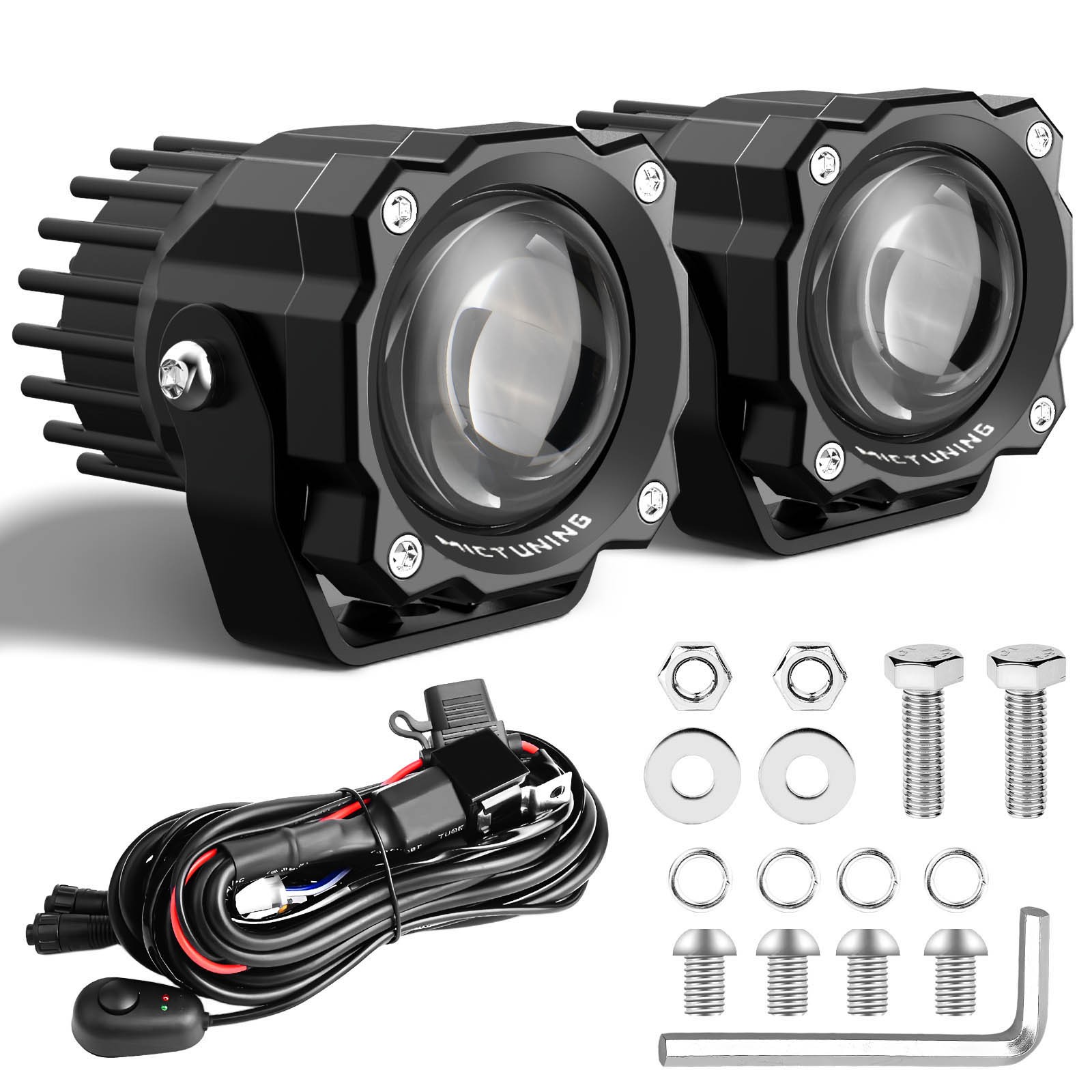 MICTUNING Light Pods 3 Inch 72W Square Off-Road Driving Fog Lamp Spot Flood Beam