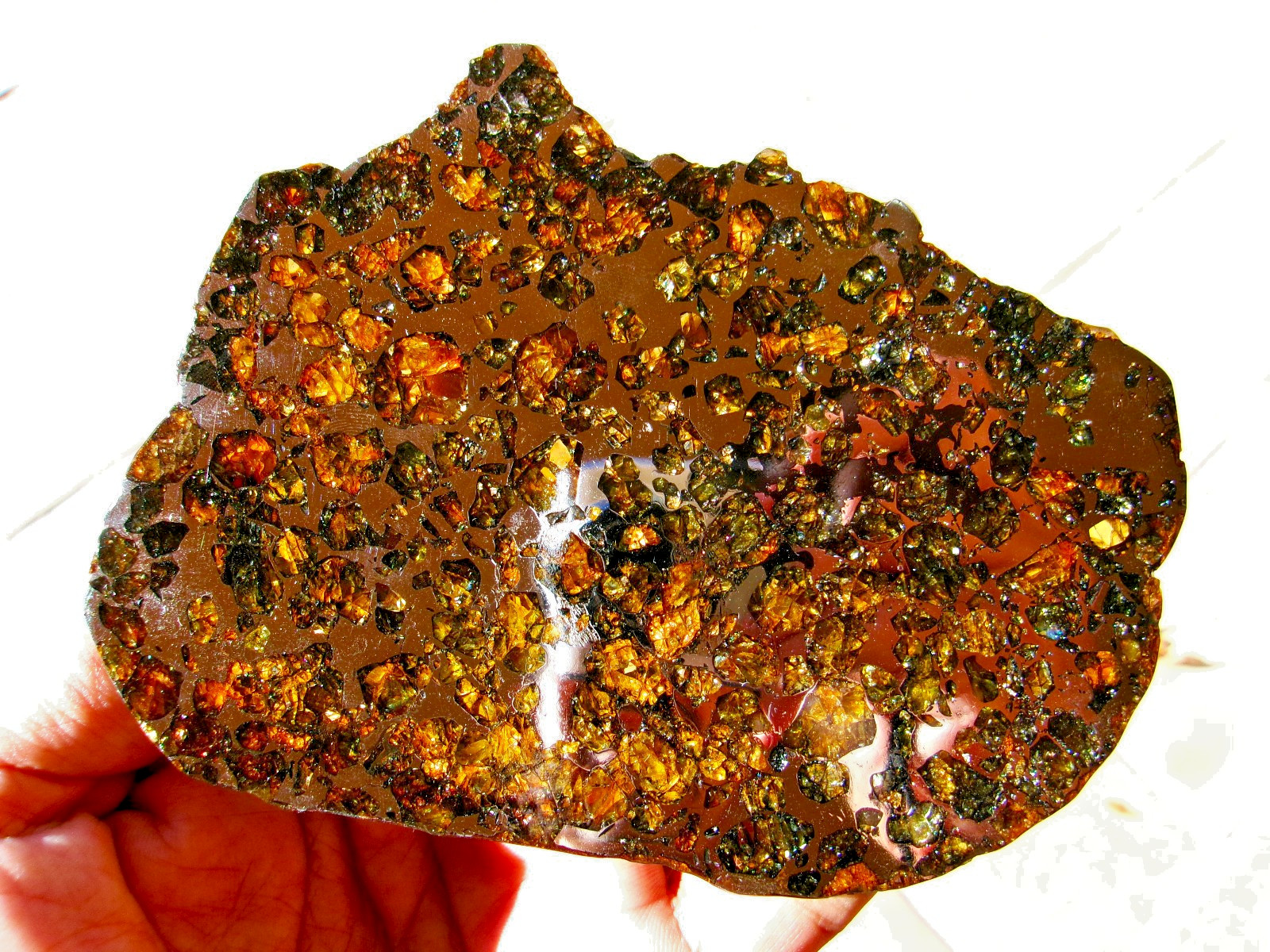 132.90 gram - SEYMCHAN METEORITE - With Glowing Olivine - in Glass Display Case