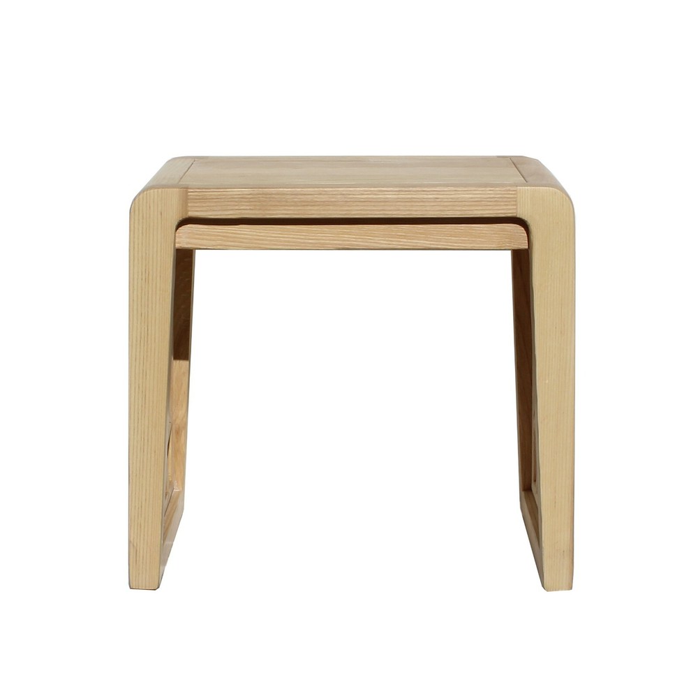 Light Natural Raw Wood Minimalist Lattice Pattern Stool Table cs6049