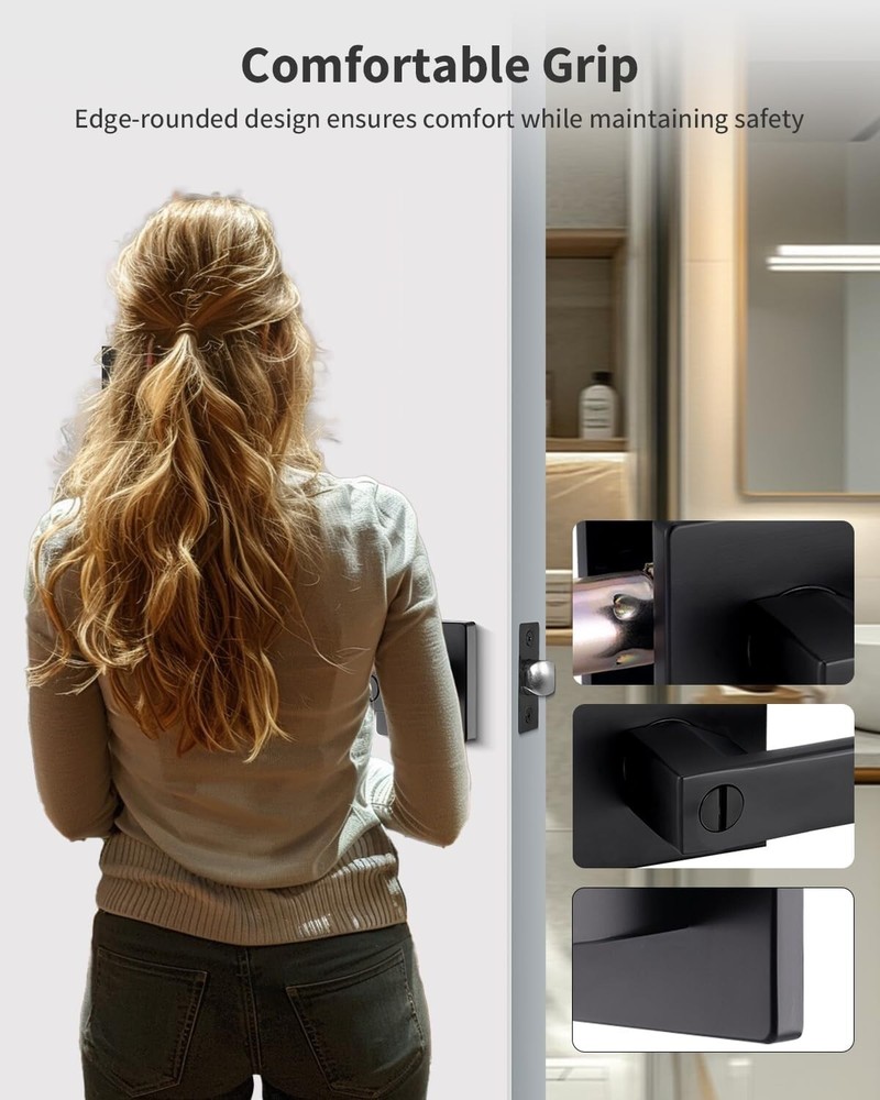 Matt Black Door Lever Privacy Passage Dummy Handle Interior Square Knobs Keyless