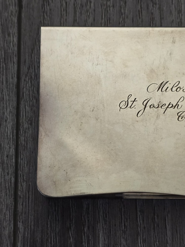 Vintage Wallace 262 Silverplate Cigarette Box Wood Lined Presentation Gift Box