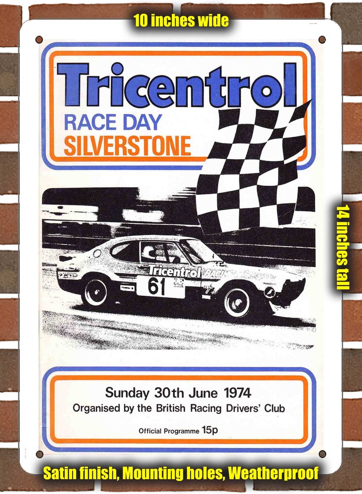 Metal Sign - 1974 Silverstone Circuit Racing Program - 10x14 inches