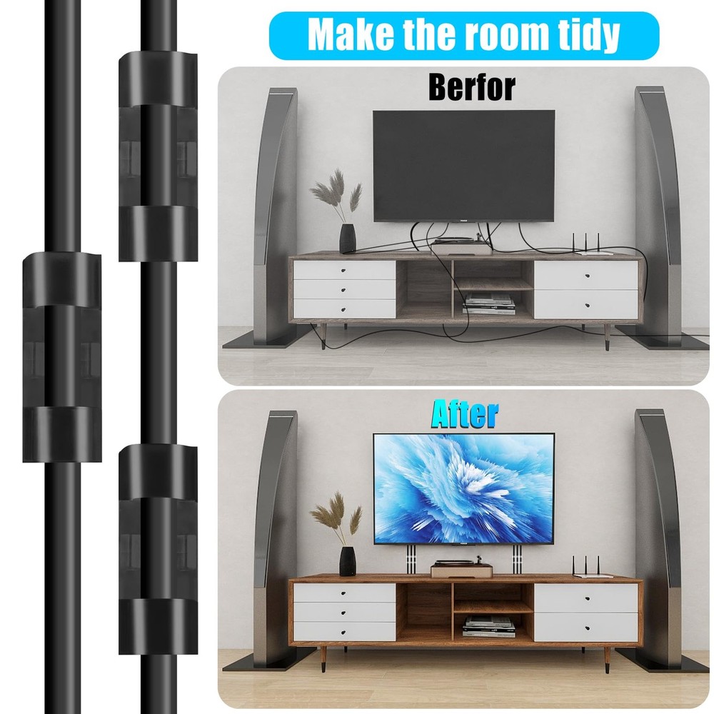 50pcs Medium Self Adhesive Cable Clips Black,Wire Clips Cable Management Wire...