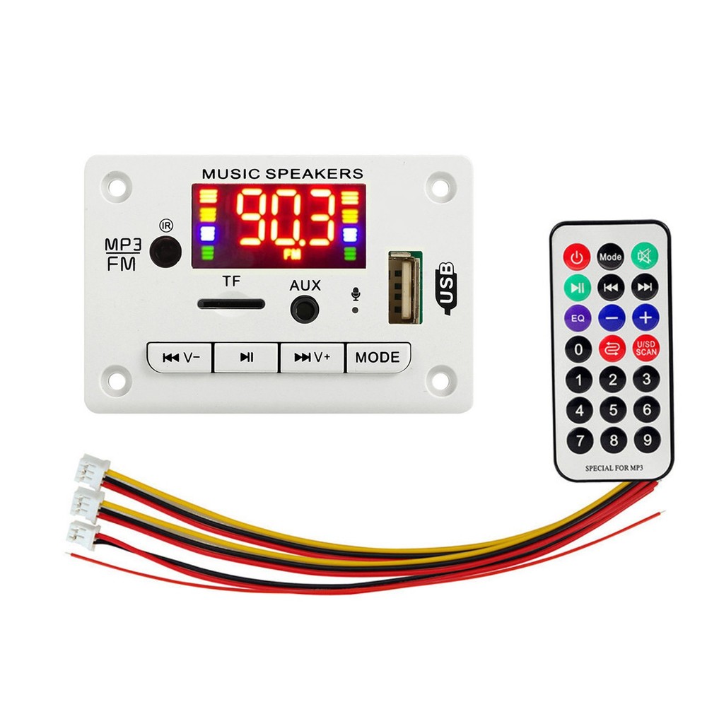 12V Audio MP3 Decoder Board Wireless Car USB TF Card Slot FM Bluetooth Module
