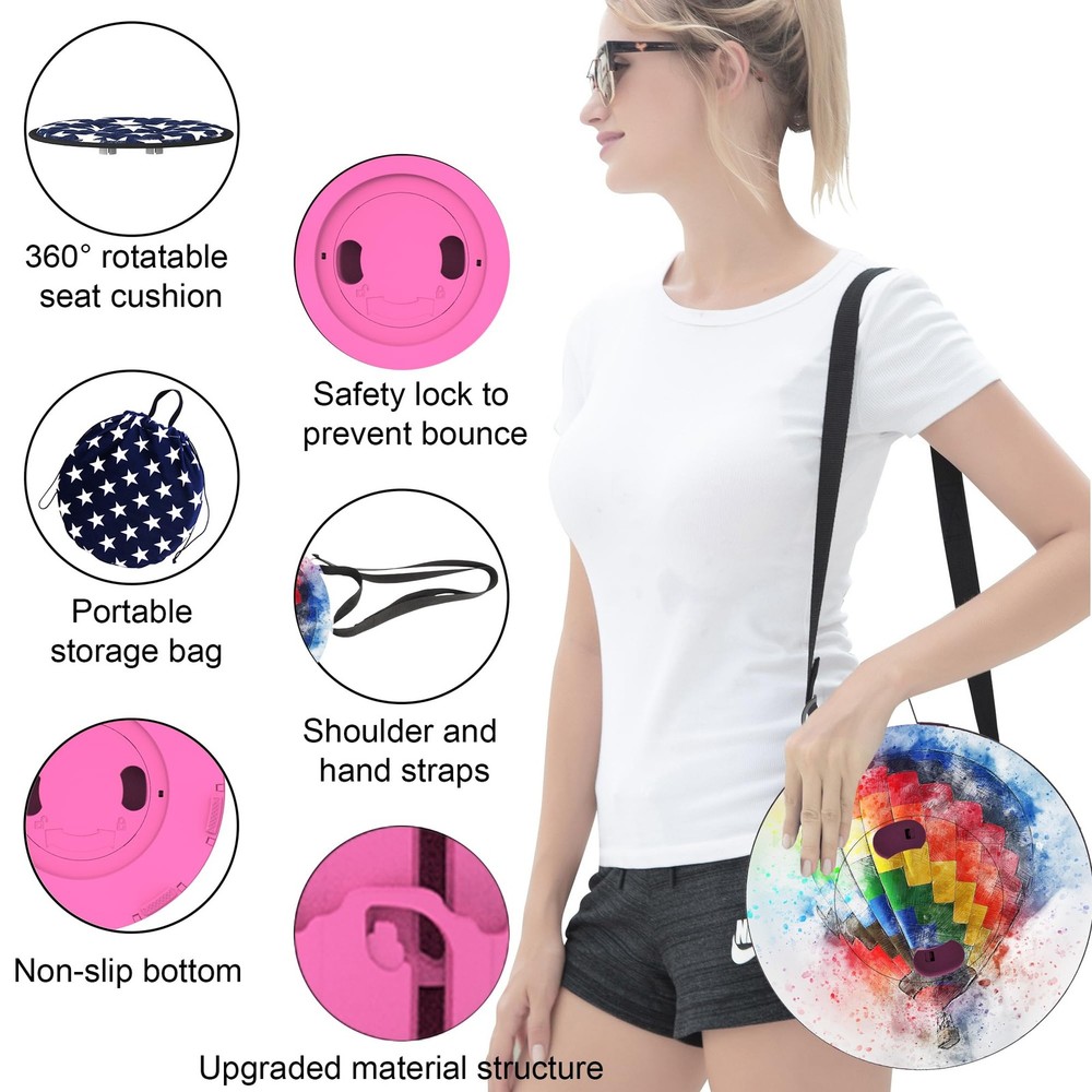 Upgraded Telescoping Collapsible Stool with Cushion, Folding Stool with Print...