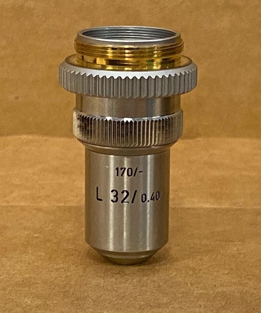 LEITZ WETZLAR L 32/ 0.40 MICROSCOPE OBJECTIVE LENS- USED.
