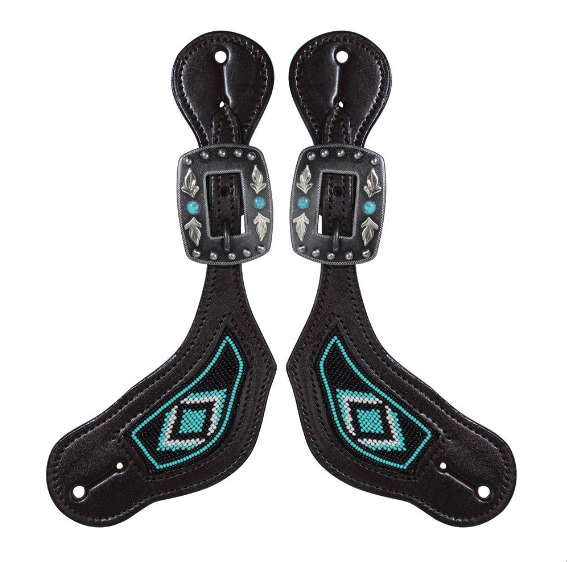 Professional's Choice Black/Turquoise Beaded Spur Straps