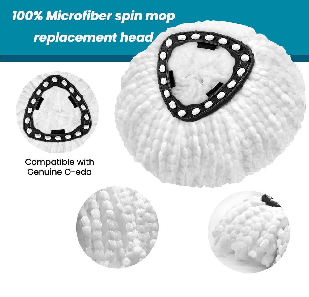 4 Pack Mop Head Replacement Compatible with O Cedar Triangle Swivel Mops,Spin...