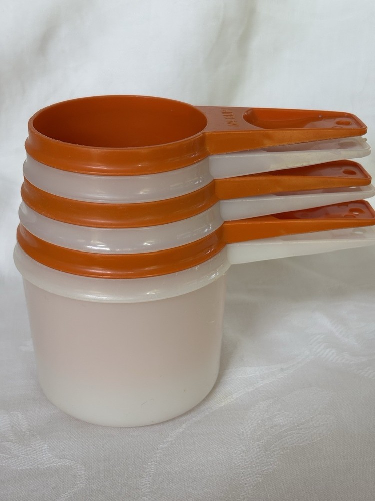 Vintage Tupperware Measuring Cups Orange & White