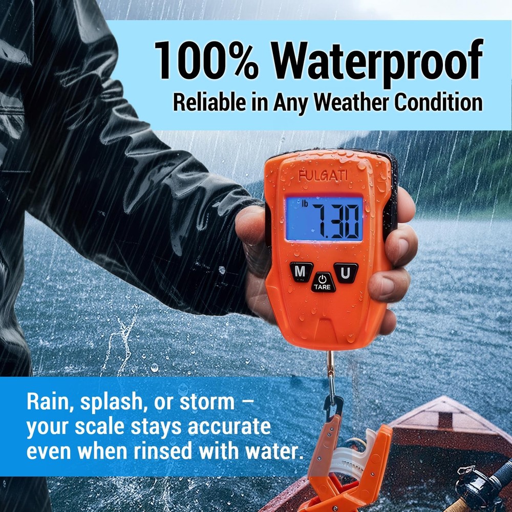 Fish Scale Digital Fishing Scale with Lip Gripper & Replaceable Hook, Auto Un...