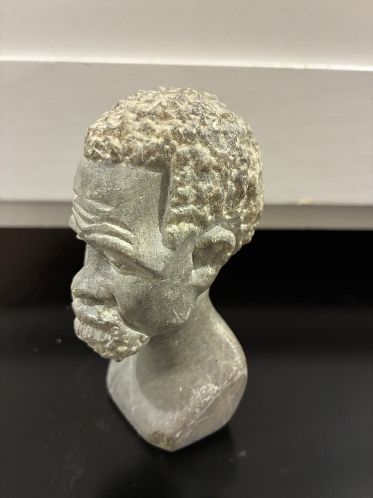 Carved Stone African Figure Bust Sculpture