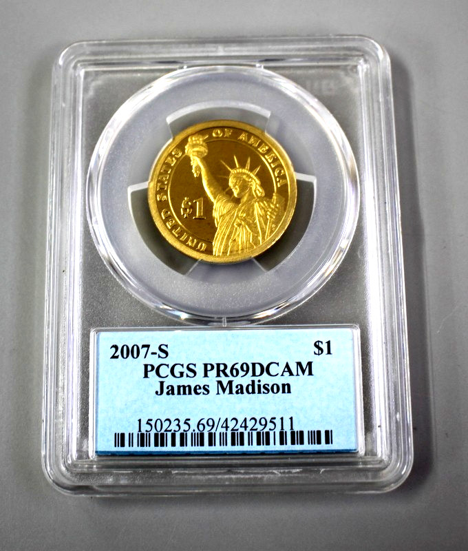 2007-S PCGS PR69DCAM James Madison $1 Coin