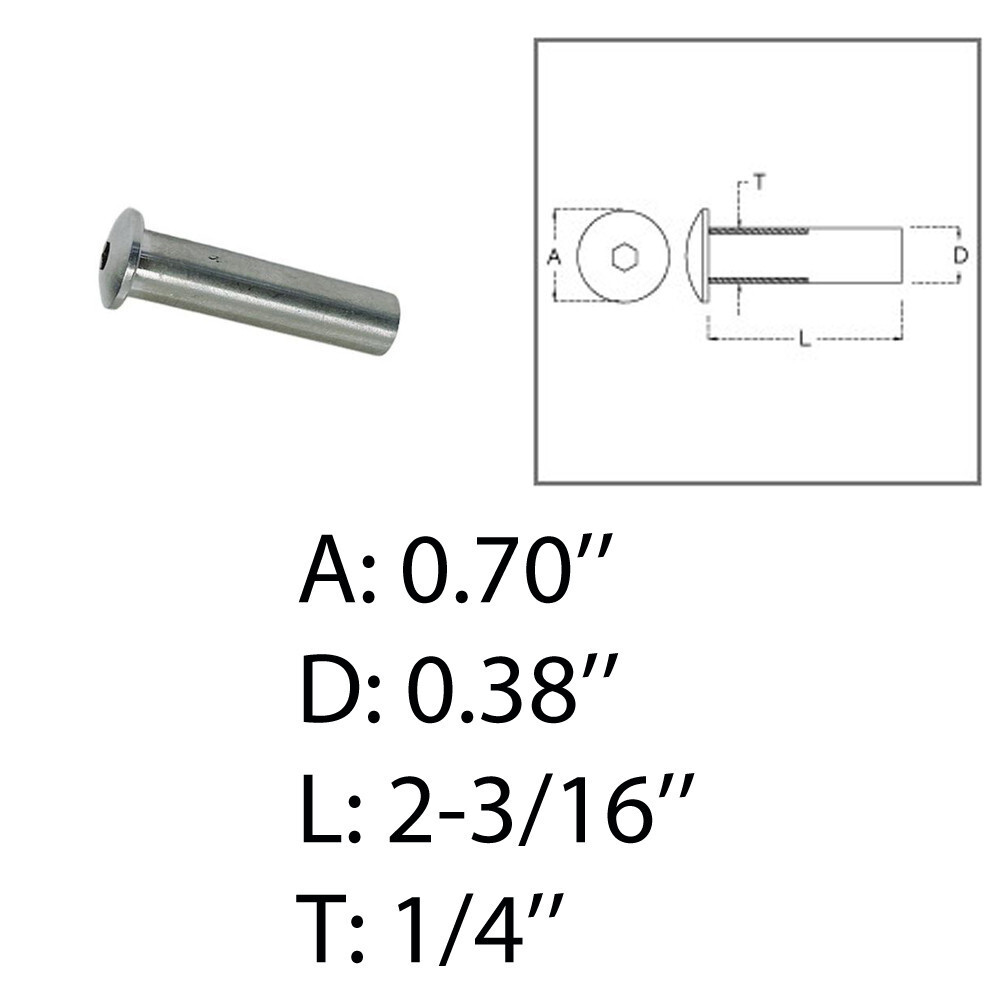 Deck Railing 1/4" Dome Head Stud Receiver Wire Cable Railing Stainless Steel 4PC