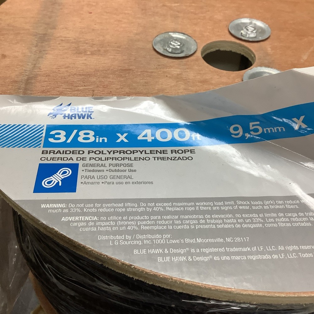 Blue Hawk Braided Polypropylene Rope 3/8in X 400 Ft