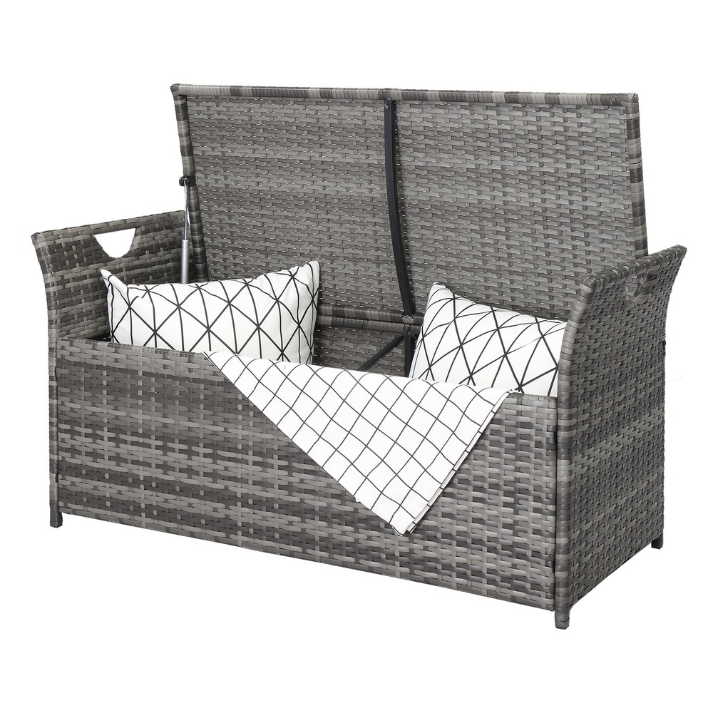 Iron Frame Can Accommodate Gray Gradient Footstool Locker Rattan Locker