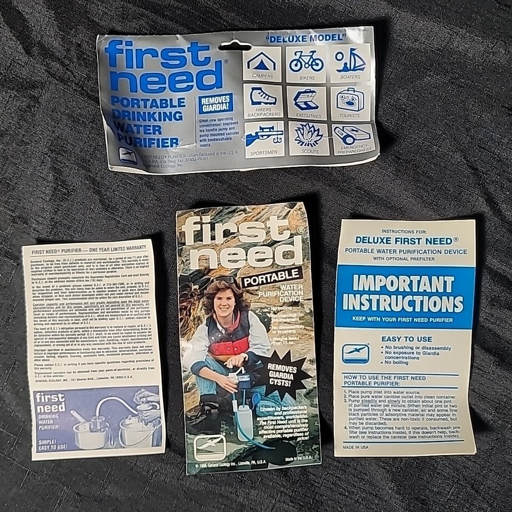 First Need Deluxe Portable Drinking Water Purifier Filter Camping Backpacking