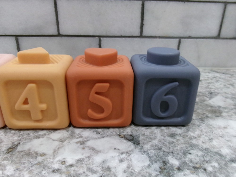 Babies Number Blocks, 1-6, Rubber, Stackable, Cubes