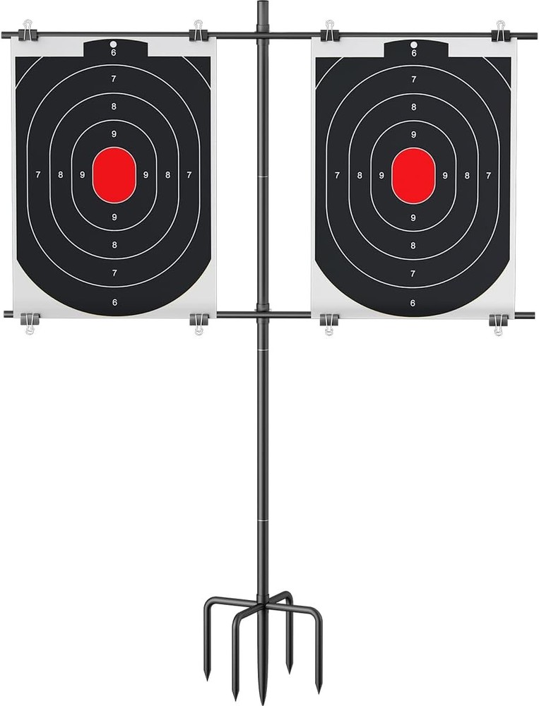 Adjustable Shooting Target Stand with 5-Prong Base, Portable Medium, Black