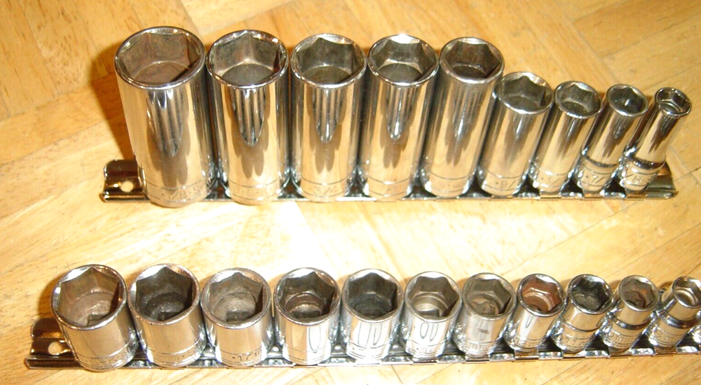 S-K TOOLS 22 PIECE 3/8 DRIVE DEEP SAE. & SHORT METRIC SOCKET SETS