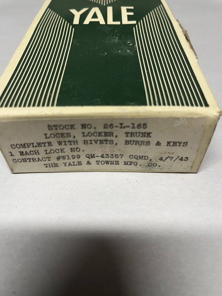 Yale WW2 US Military Footlocker Lock with Hardware Yale Lock