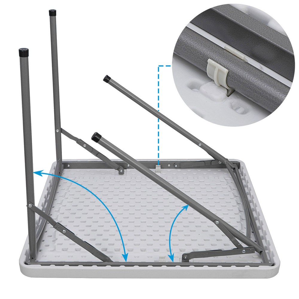 2PCS 3ft Portable Folding Table Plastic Table Square Card Utility Camping Table