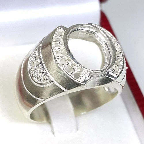 Mens Oval Cabochon Ring Setting Sterling Silver