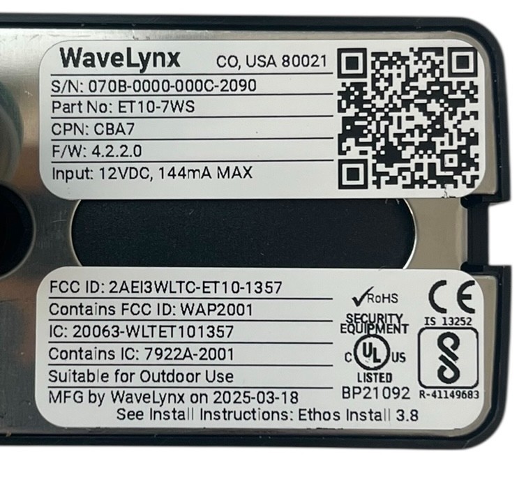 WaveLynx ET10-7WS-CBA7 Mullion Reader