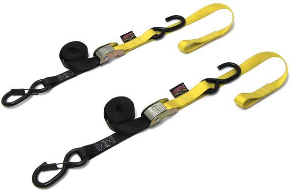 Powertye 1" Soft-Tye Tie-Downs w/ Secure Hooks Yellow