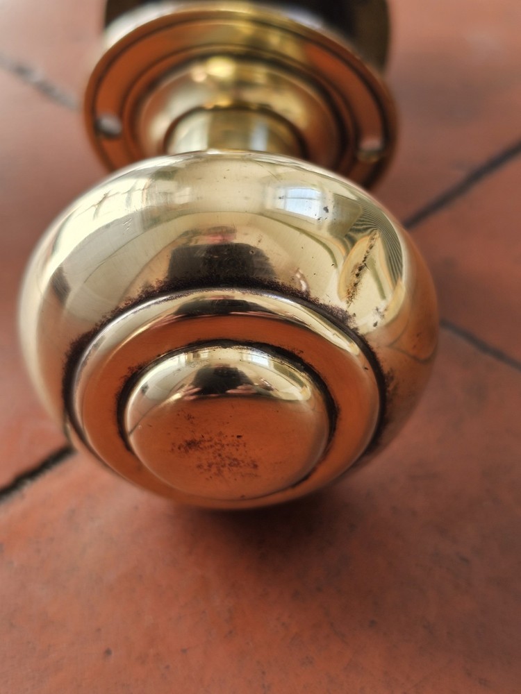 Antique lovely quality original brass mortice lock door knobs