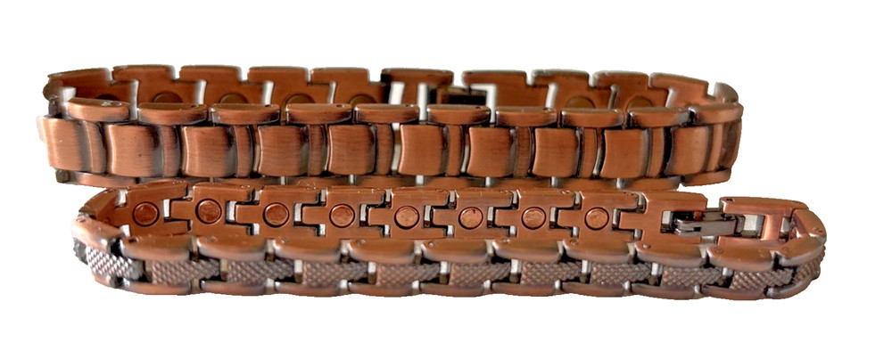His & Hers 8.5" & 7.5"  Copper Bracelet Linked Magnet Arthritis Therapy