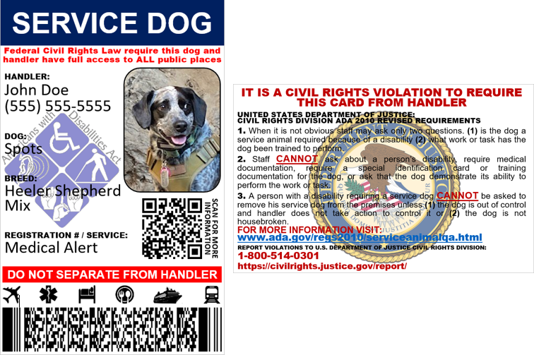 ADA SERVICE DOG ID CARD & FULL KIT - ID HOLDER & CLIP, REGISTRATION & MORE