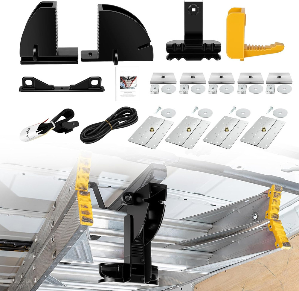 Van Ladder Storage System - Durable Overhead & Sidewall Rack with Mounting Kit