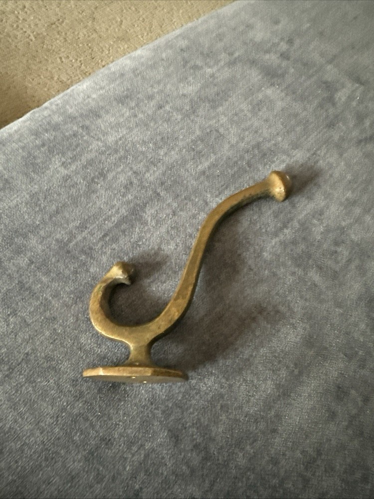 Antique Vintage Brass Coat Hook Large Double Hook